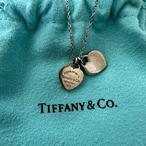 Mini Double Heart Tag Pendant Necklace